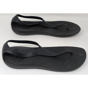 Crocs Womens 9 Sexi Serena Sandals Shoes Black Thong Flip Flop Slingback Flats